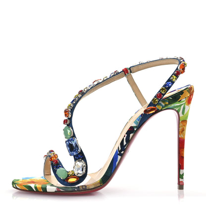 Christian Louboutin Crepe Satin Rosapetra 100 Sandals 38 Ludwig Multi 1 of 13