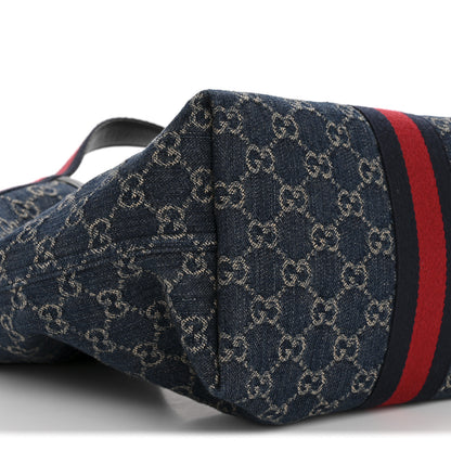 Gucci Denim GG Monogram Web Small Giglio Tote Blue White 9 of 10