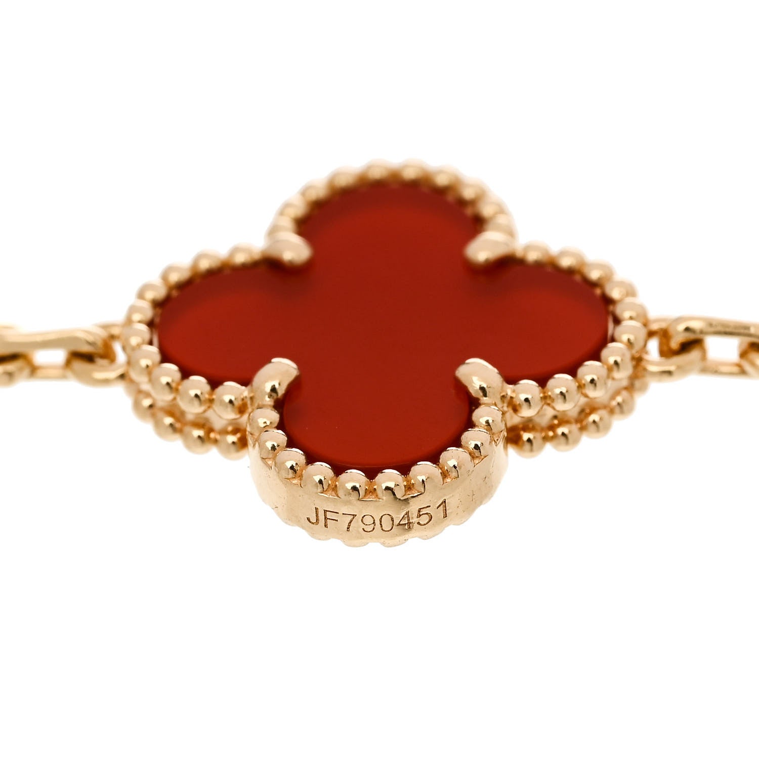 Van Cleef & Arpels 18K Yellow Gold Carnelian 5 Motifs Vintage Alhambra Bracelet 4 of 5