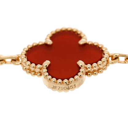 Van Cleef & Arpels 18K Yellow Gold Carnelian 5 Motifs Vintage Alhambra Bracelet 4 of 5