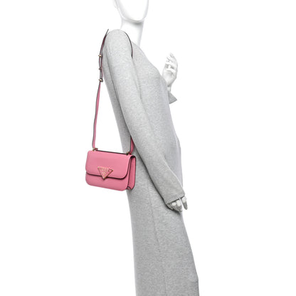 Prada Box Calfskin Triangle Embleme Flap Shoulder Bag Begonia 2 of 10