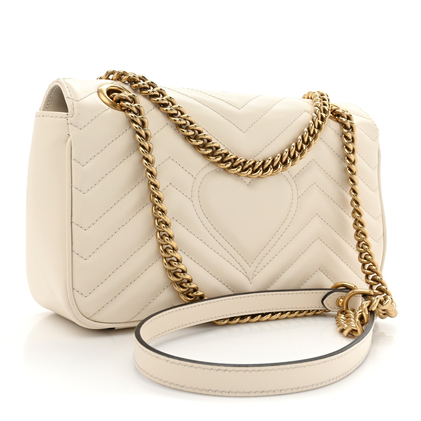 Calfskin Matelasse Small GG Marmont Shoulder Bag White