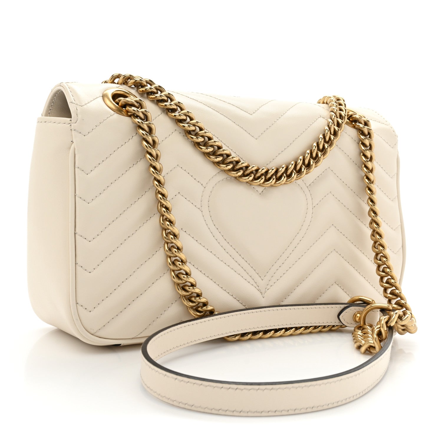 Gucci Calfskin Matelasse Small GG Marmont Shoulder Bag White 3 of 13