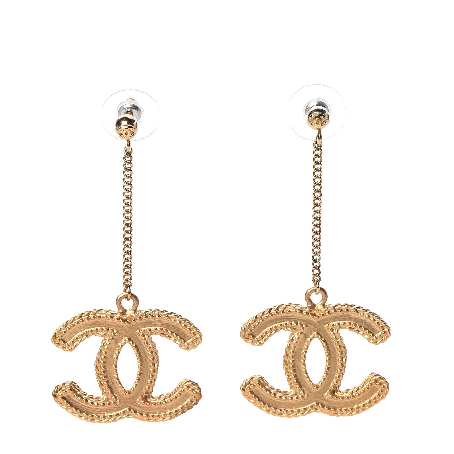 CC Drop Earrings Matte Gold
