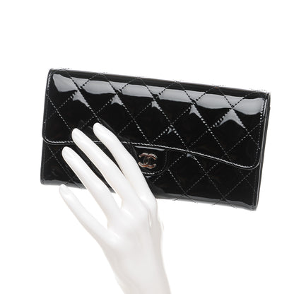 Chanel Patent Calfskin Quilted Large Flap Wallet Black 2 of 9