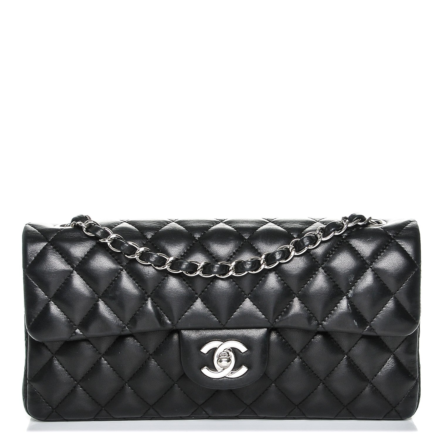 Chanel Lambskin Quilted East West Flap Black 1 of 7