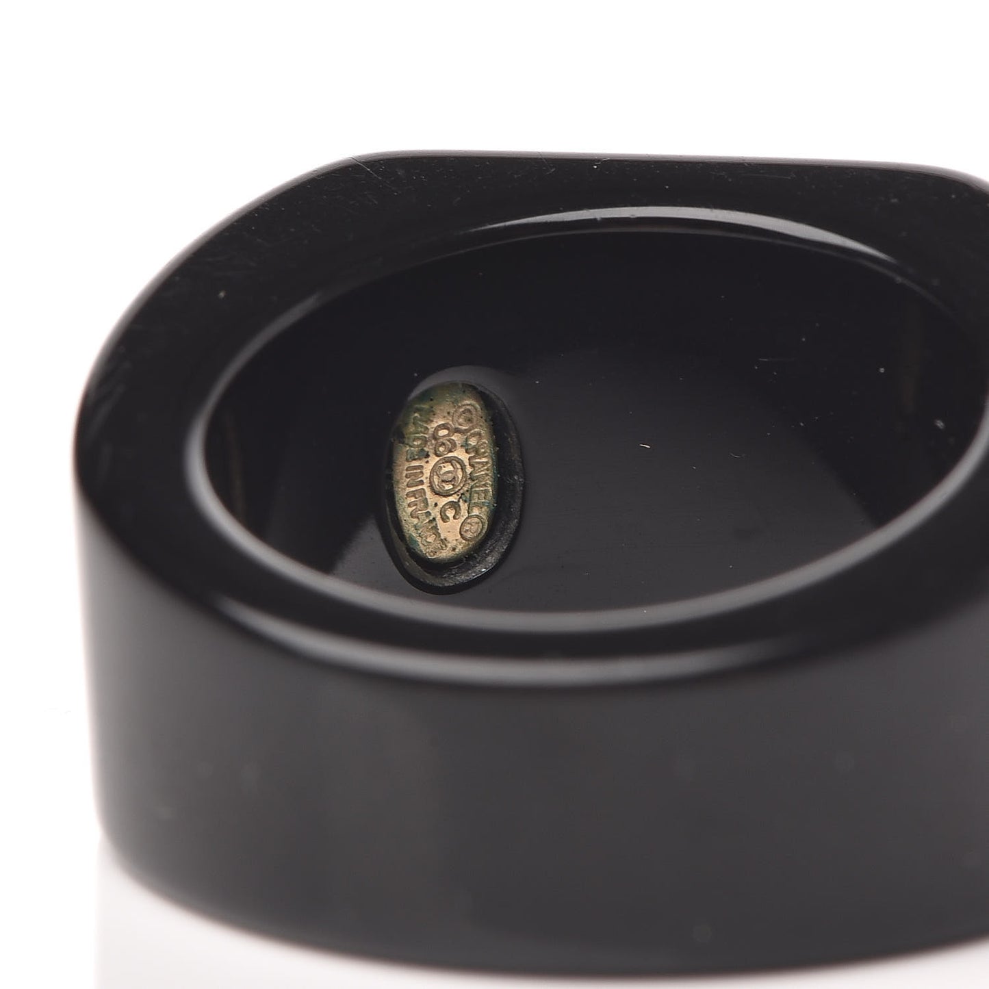 Resin Coco CC Ring 6.5 Black White