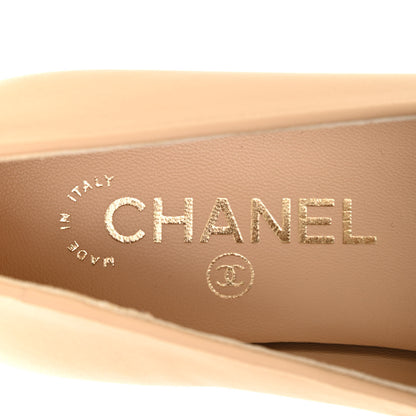 Chanel Lambskin Quilted Womens CC Loafers 36.5 Beige 7 of 8