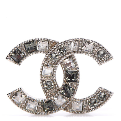 Chanel Crystal Baguette CC Brooch Grey Silver 1 of 4