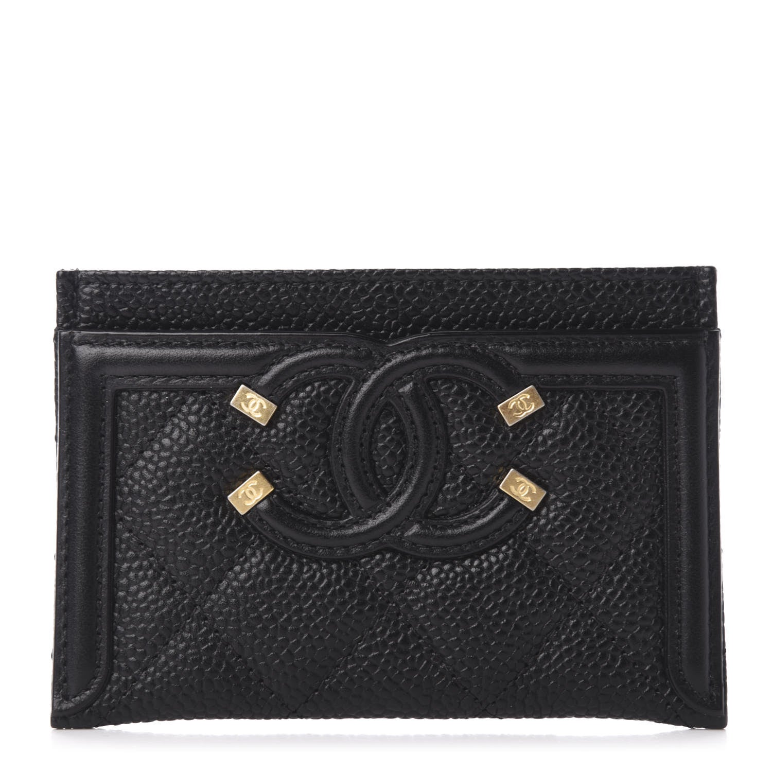 Chanel Caviar Quilted Filigree Card Holder Black 1 of 8
