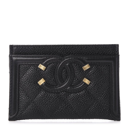 Chanel Caviar Quilted Filigree Card Holder Black 1 of 8