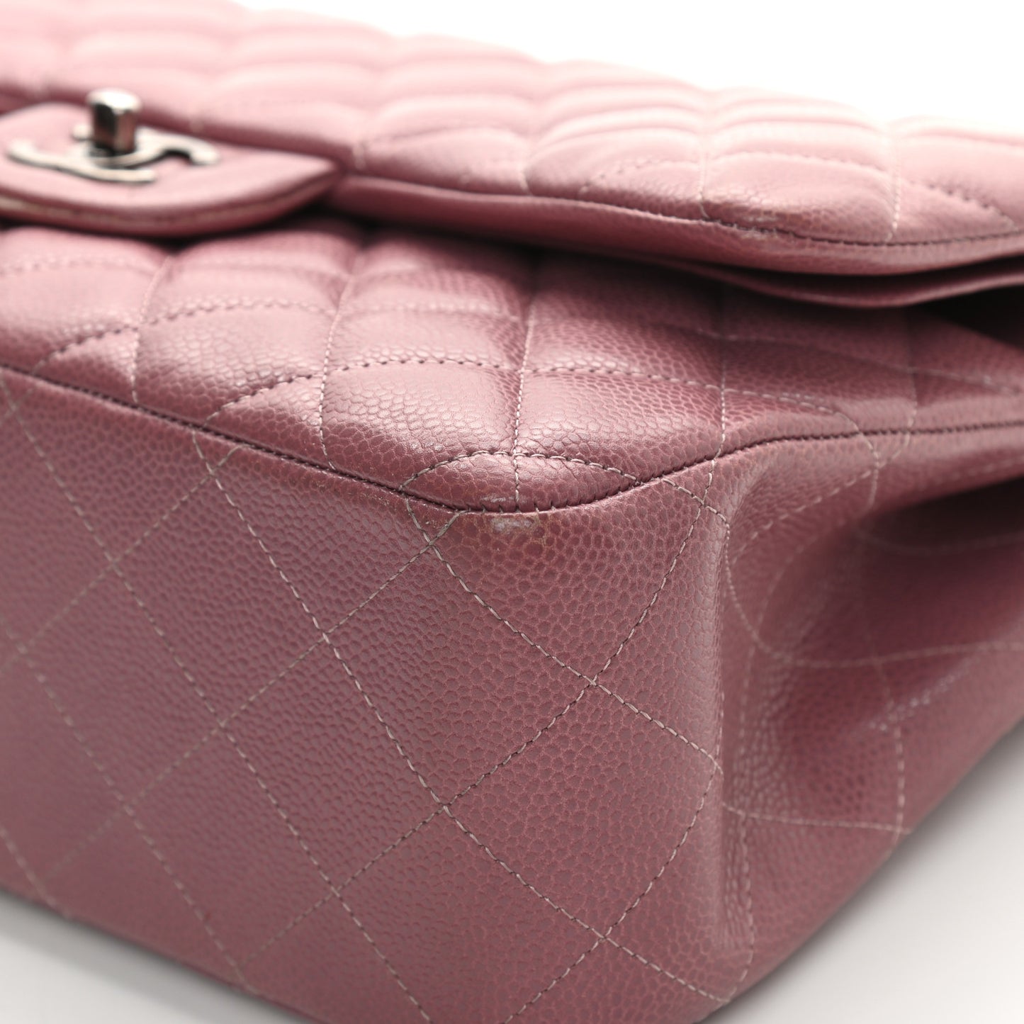 Caviar Quilted Jumbo Double Flap Light Purple