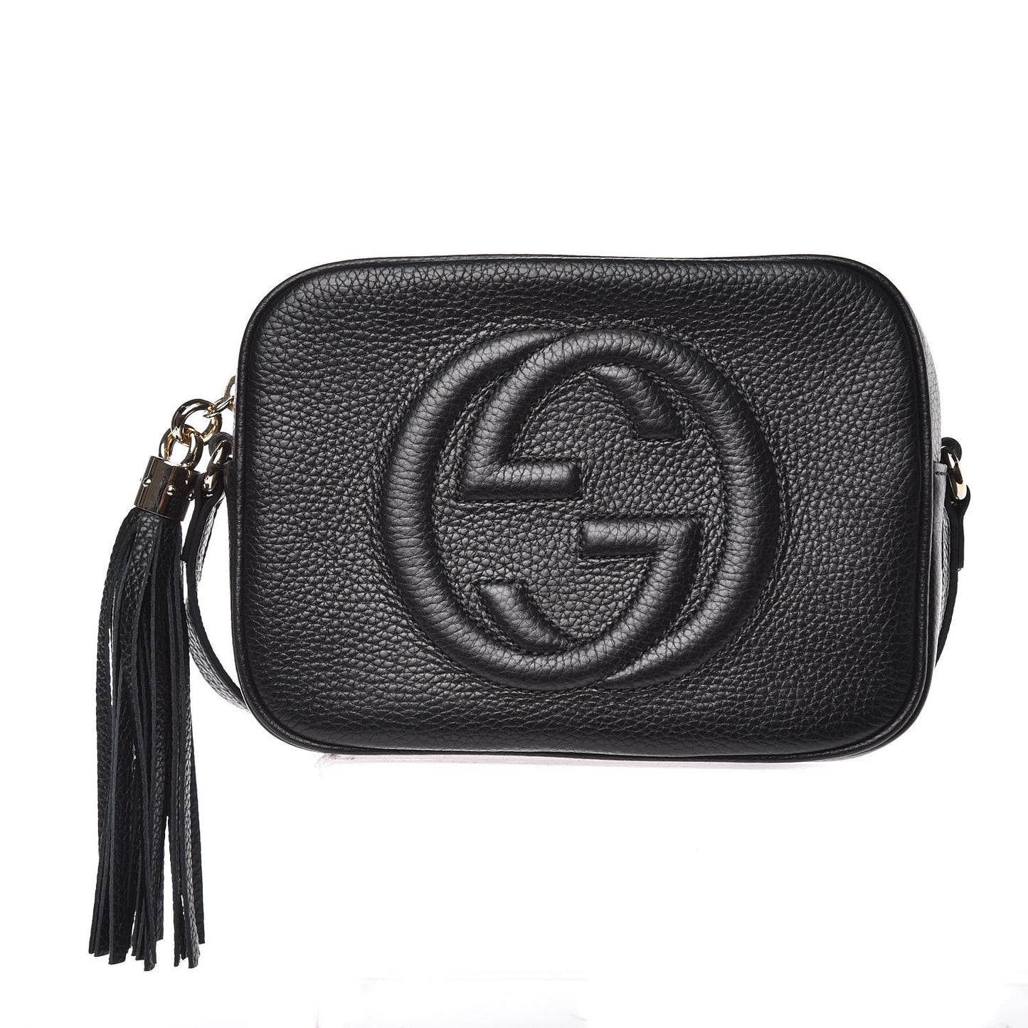 Pebbled Calfskin Small Soho Disco Bag Black