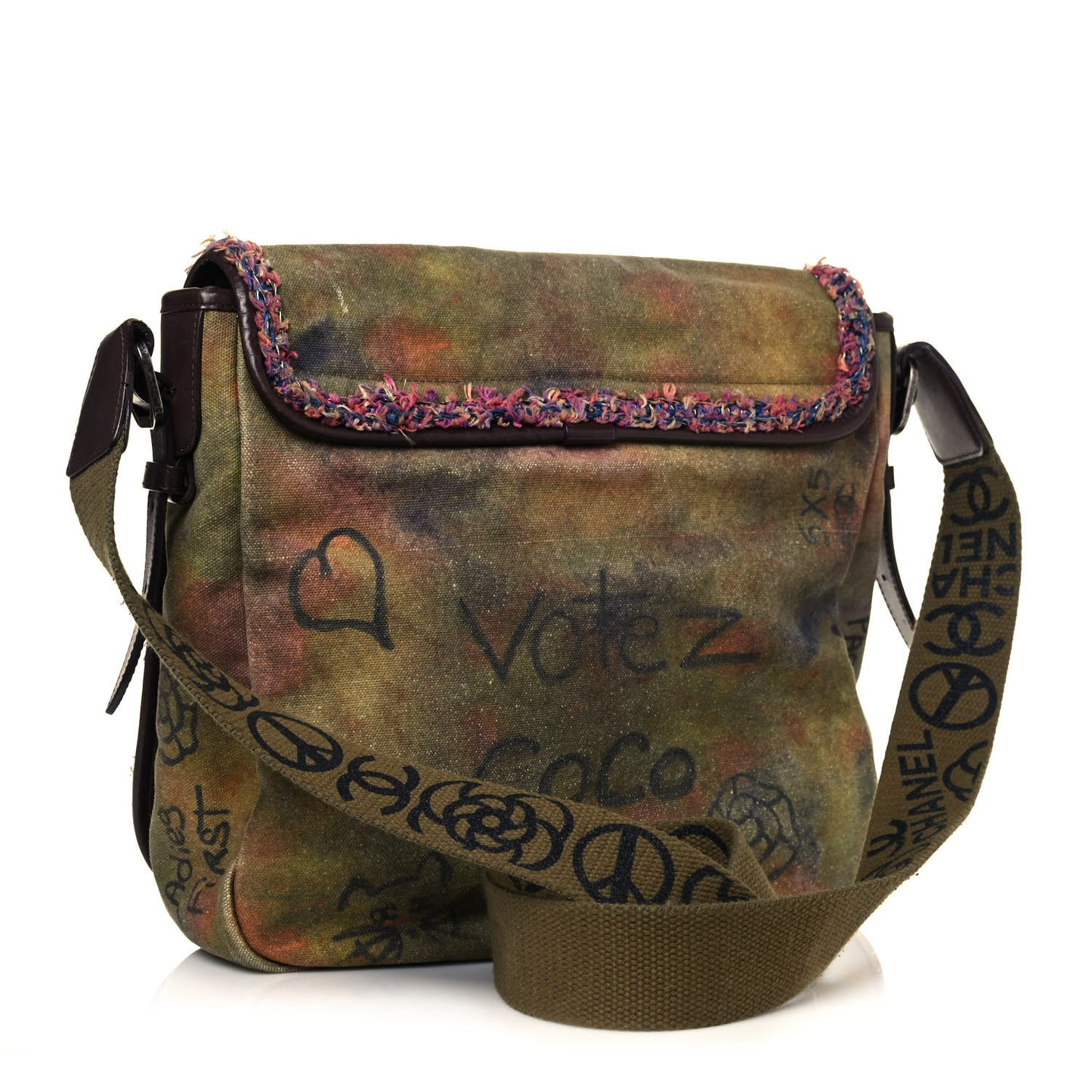 Washed Toile Graffiti On The Pavements Messenger Khaki Multicolor