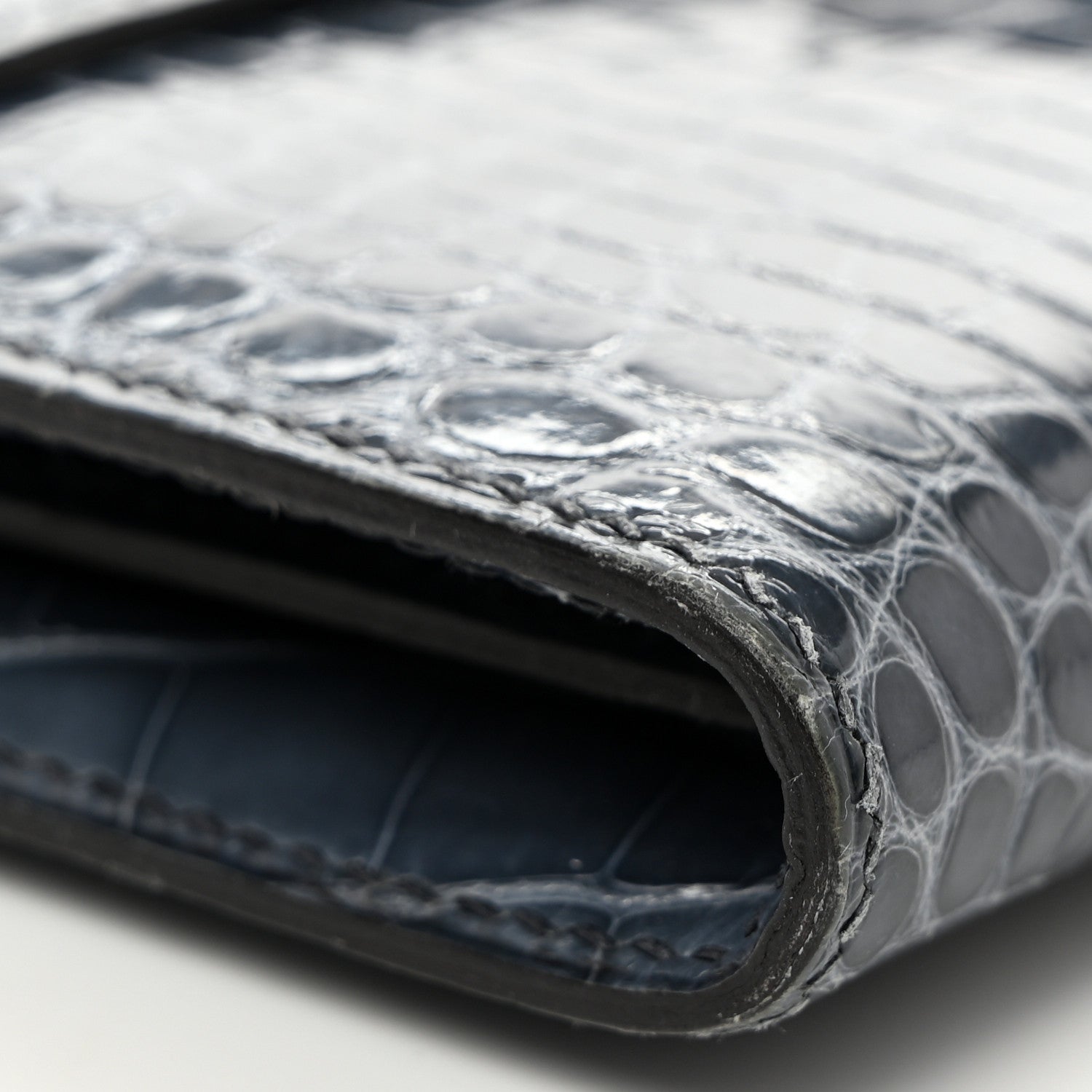 Hermes Shiny Alligator Constance Long Wallet Blue Jean 9 of 13