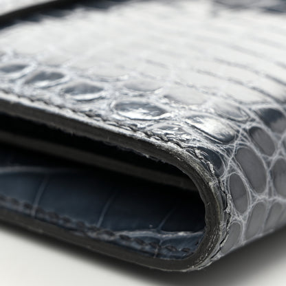 Hermes Shiny Alligator Constance Long Wallet Blue Jean 9 of 13