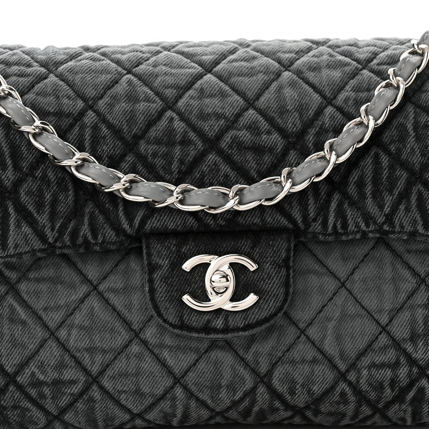 Denim Quilted Denimpression Flap Grey Black