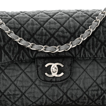 Chanel Denim Quilted Denimpression Flap Grey Black 8 of 10