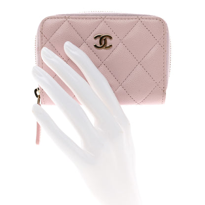 Chanel Caviar Quilted Zip Coin Purse Light Pink 2 of 8