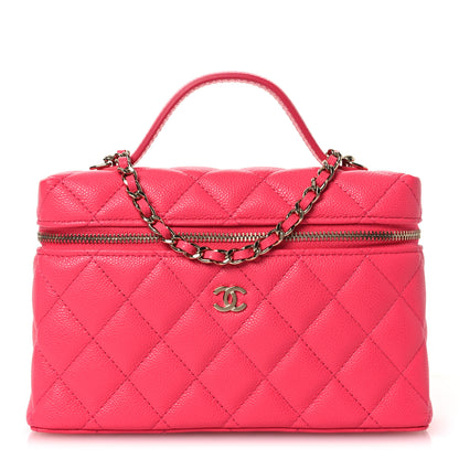 Chanel Caviar Quilted Top Handle Slim Vanity With Chain Fuchsia 1 of 10