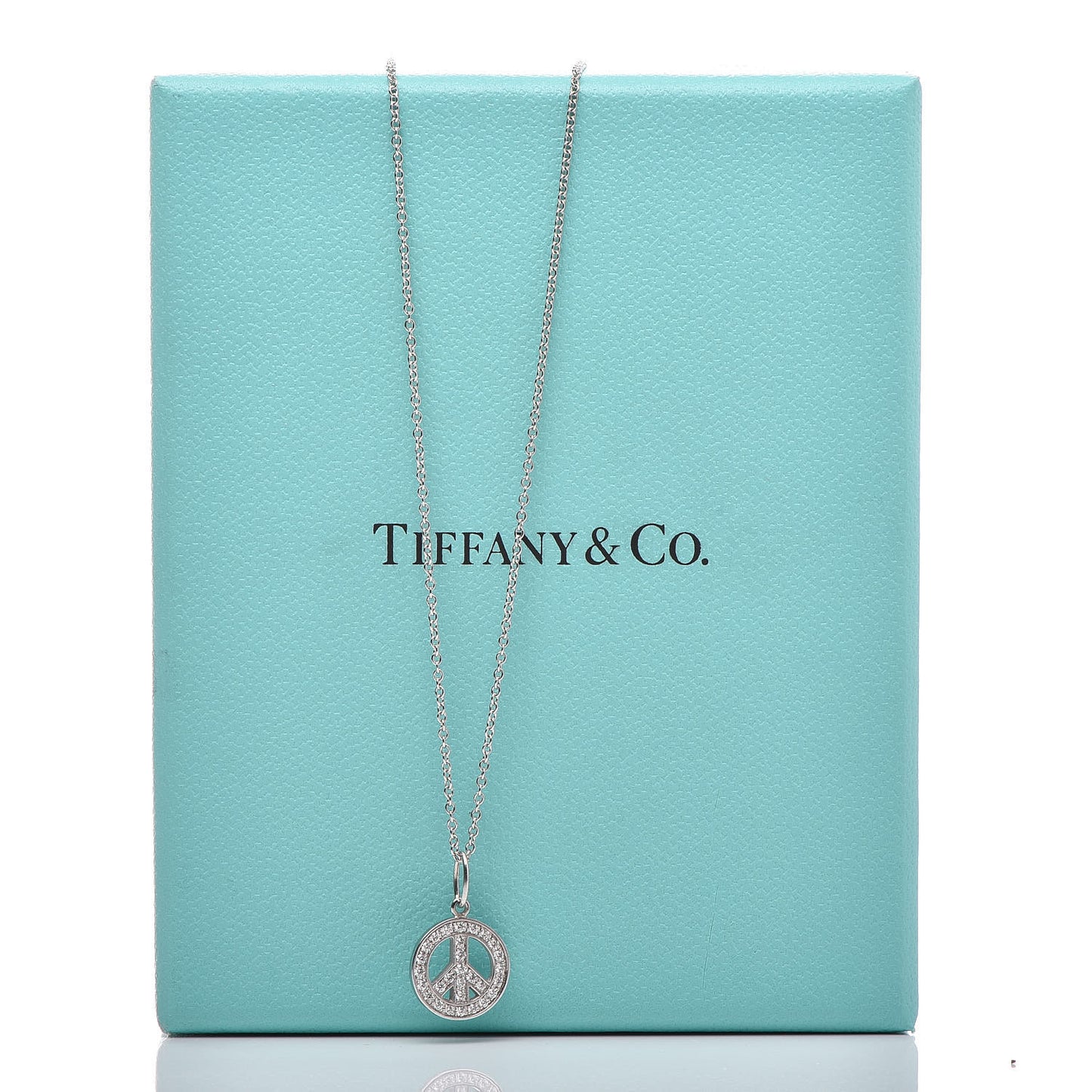 Platinum Diamond Mini Peace Pendant Necklace