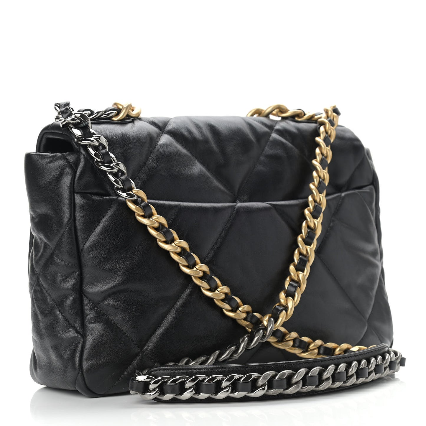 Goatskin Quilted Large Chanel 19 Flap Black
