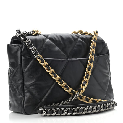 Chanel Goatskin Quilted Large Chanel 19 Flap Black 3 of 14