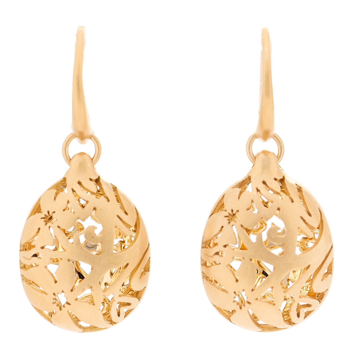 Pomellato 18K Rose Gold Arabesque Floral Drop Earrings 1 of 5