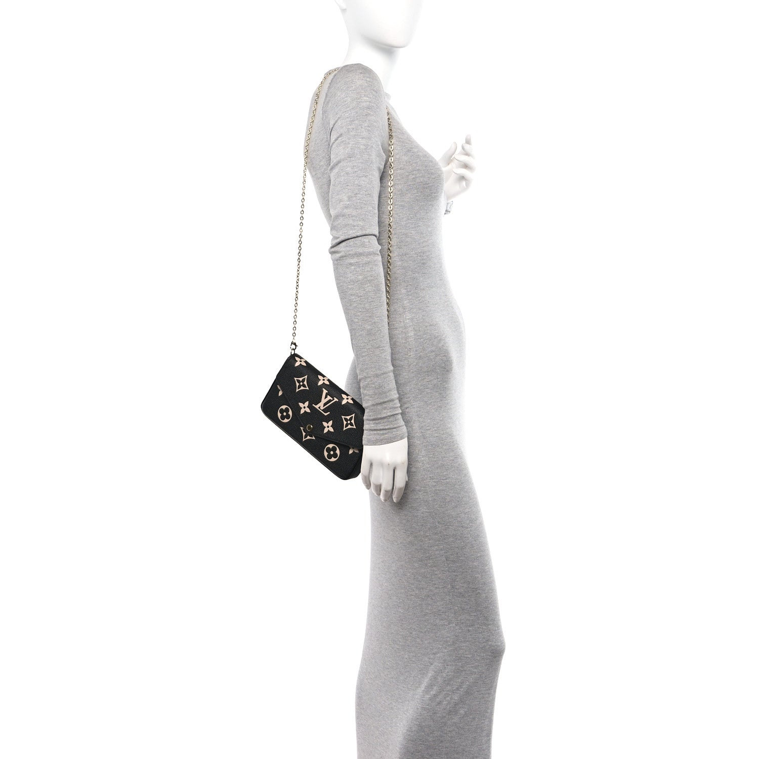 Louis Vuitton Empreinte Monogram Giant Felicie Pochette Black Beige 2 of 14