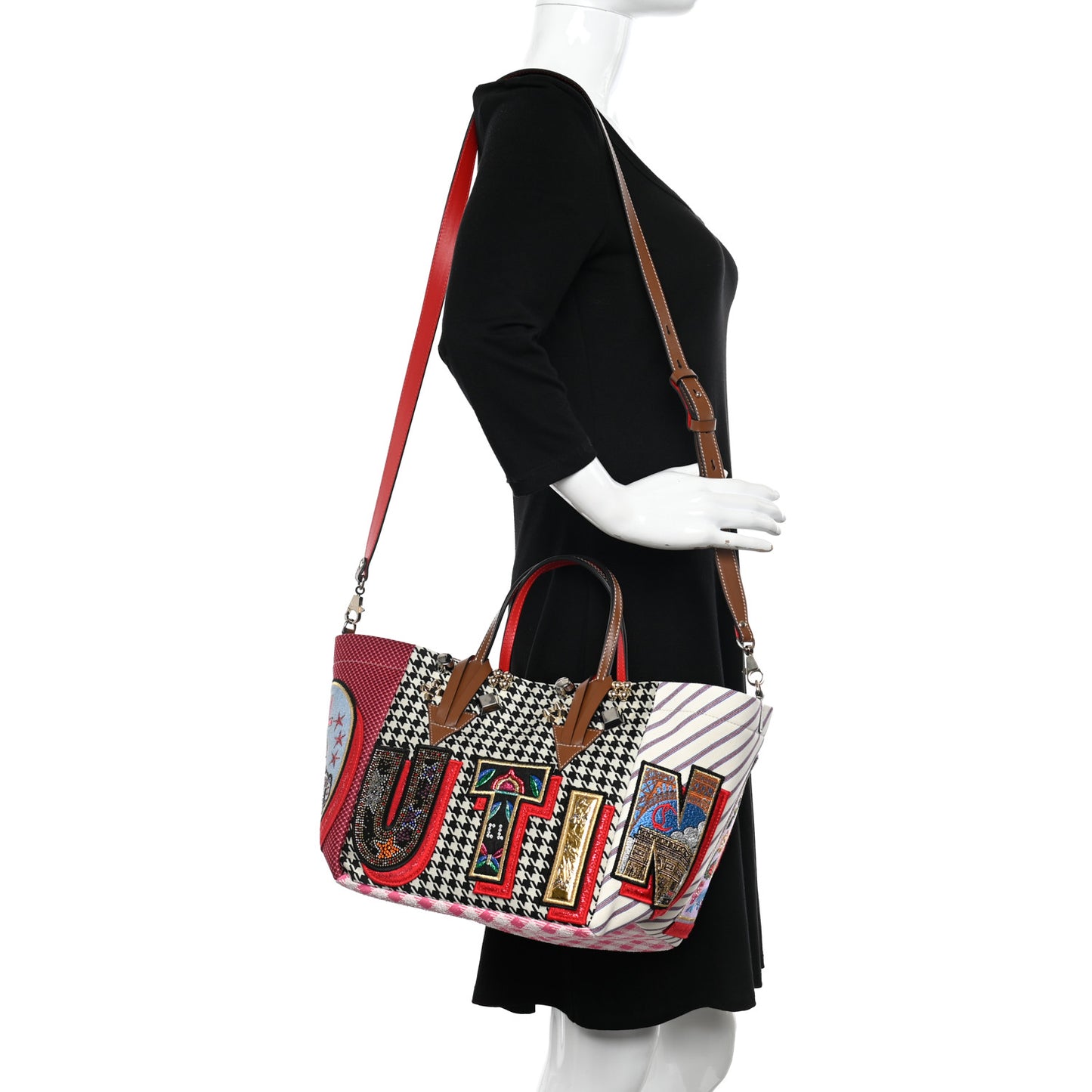 Canvas Embroidered Calfskin Caracaba Tote Multicolor