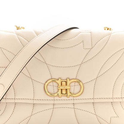 Salvatore Ferragamo Calfskin Quilted Gancini Flap Bag Bone 7 of 10