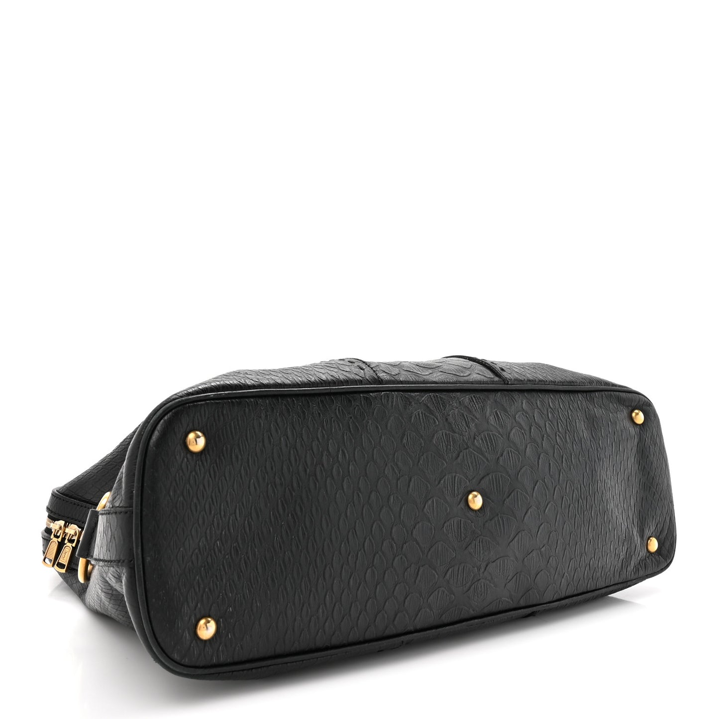 Calfskin Snakeskin Embossed Oversized Muse Black