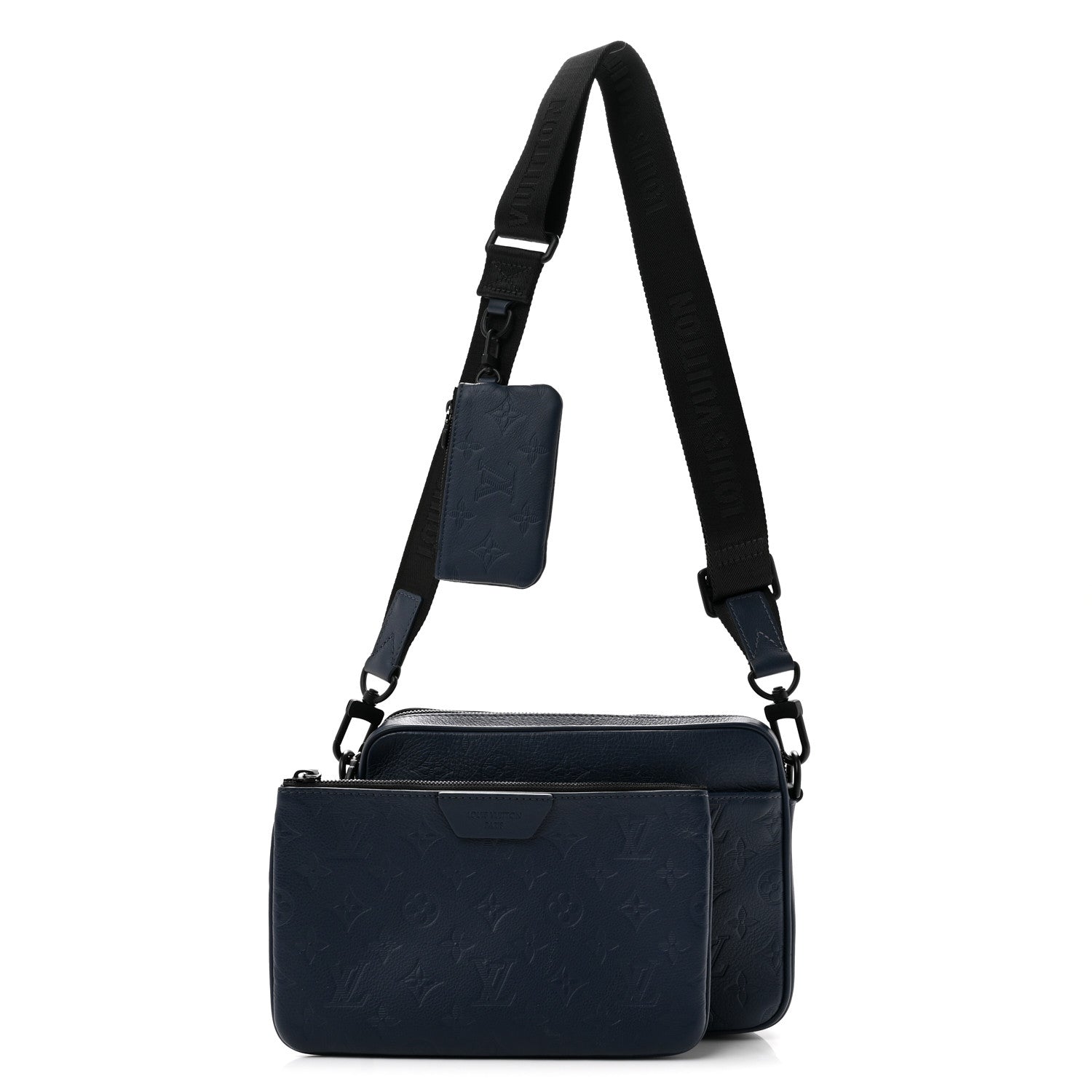 Louis Vuitton Calfskin Monogram Shadow Trio Messenger Navy 2 of 10