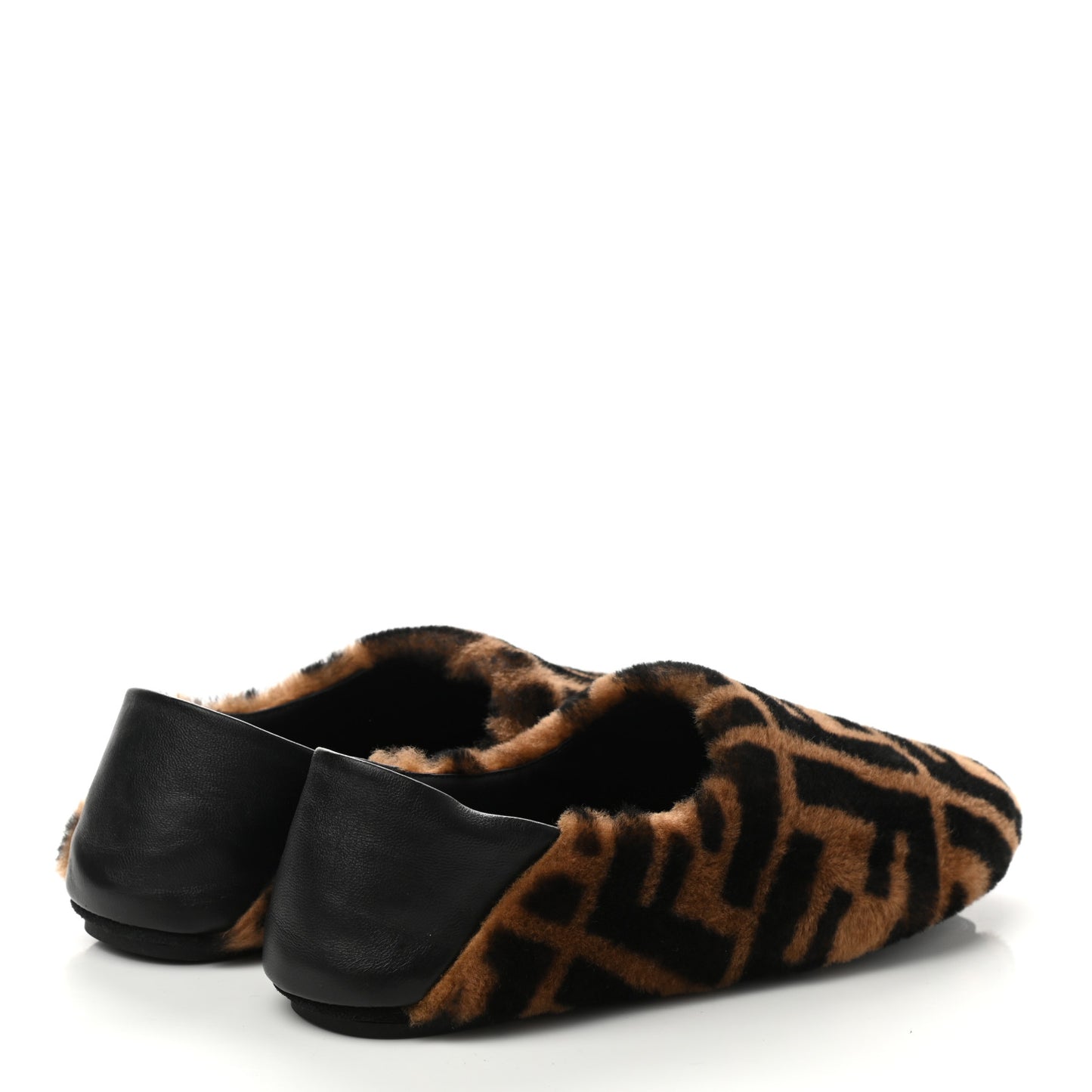 Shearling Nappa FF Slippers 38 Tobacco Black