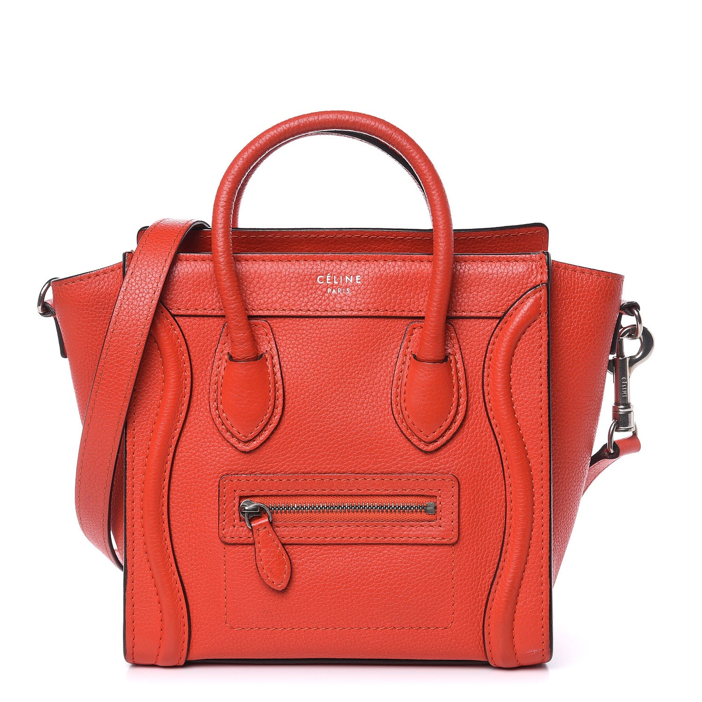 Drummed Calfskin Nano Luggage Vermillion
