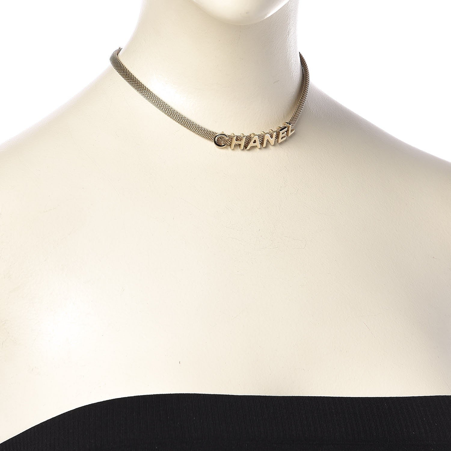Chanel Mesh Logo Choker Necklace Gold 2 of 5