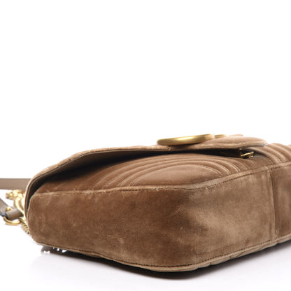 Gucci Velvet Matelasse Medium GG Marmont Shoulder Bag Taupe 8 of 10