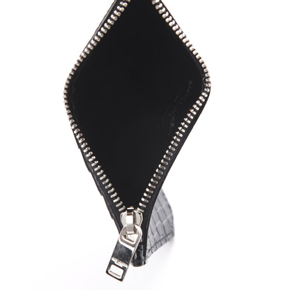 Saint Laurent Calfskin Crocodile Embossed 5 Fragments Zip Pouch Card Holder Black 4 of 5