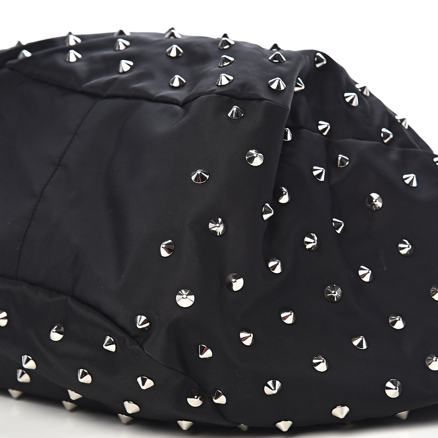 Nylon Studded Shoulder Bag Black