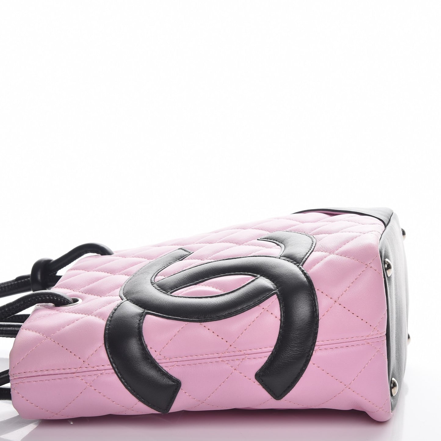 Calfskin Quilted Small Cambon Tote Pink Black