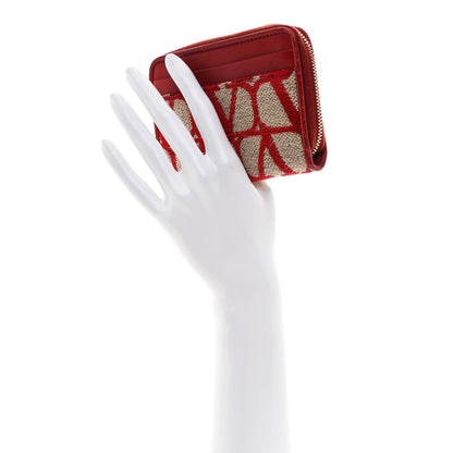 Valentino Garavani Toile Iconographe Zip Wallet Naturale Rosso Valentino 2 of 8