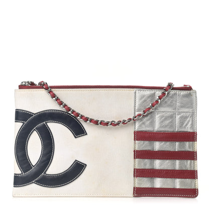 Chanel Canvas Metallic Lambskin Quilted Flag CC Pochette White 1 of 13