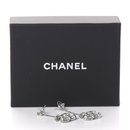 Chanel Baguette Crystal CC Drop Earrings Silver 4 of 4