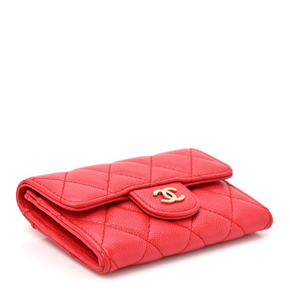 Chanel Caviar Quilted Flap Card Holder Wallet Red 4 of 8