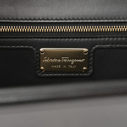 Salvatore Ferragamo Pebble Calfskin Ginny Vara Bow Shoulder Bag Black 6 of 10