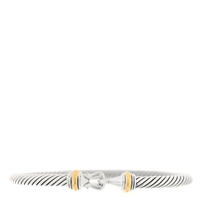 David Yurman Sterling Silver 18K Yellow Gold 5mm Cable Classic Buckle Bracelet 2 of 6