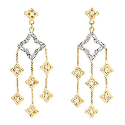 David Yurman 18K Yellow White Gold Diamond Quatrefoil Chandelier Earrings 1 of 4