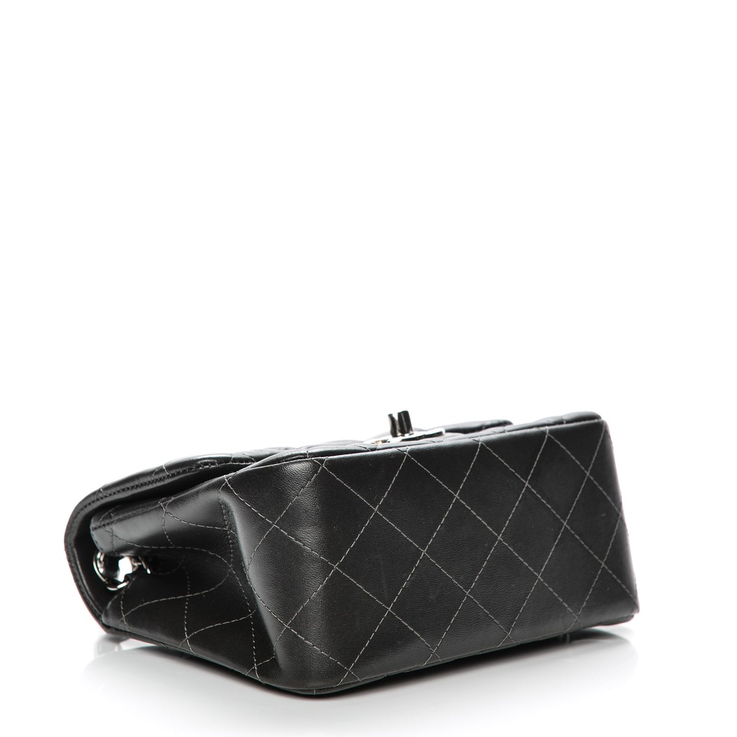Lambskin Quilted Mini Square Flap Dark Grey