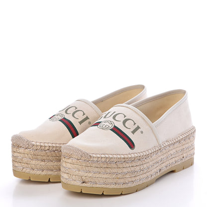 Gucci Canvas Logo Platform Espadrilles 37 Off White 3 of 8
