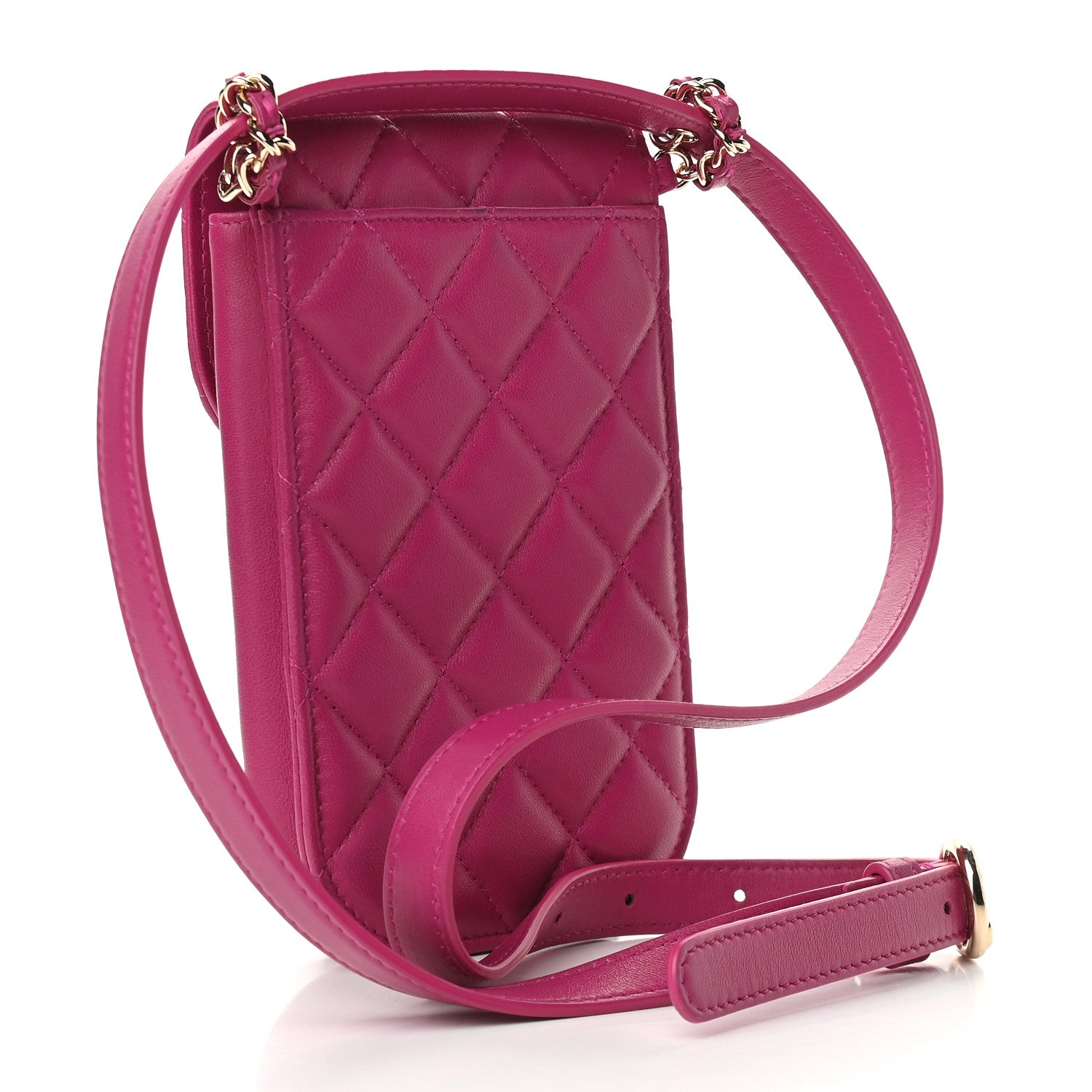 Chanel Lambskin Quilted Phone Chain Clutch Waist Bag Pink 2 of 7